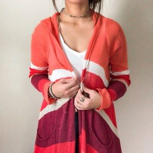 TOMMY BAHAMA • long colorful duster hood cardigan